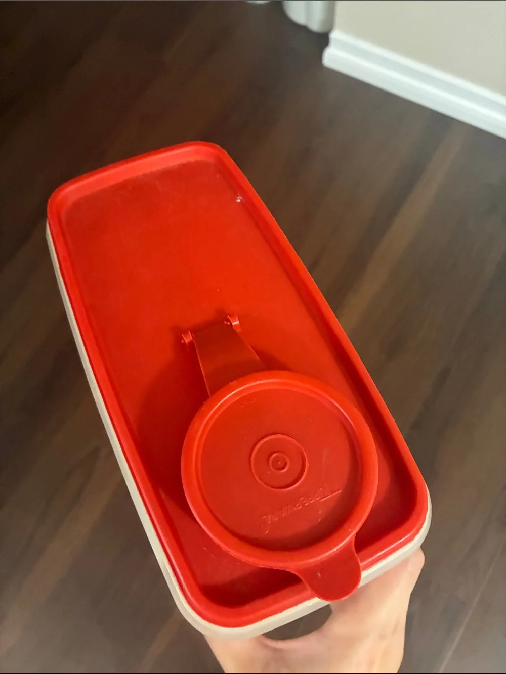 Tupperware Clear Plastic Cereal Storage Container with Red Lid